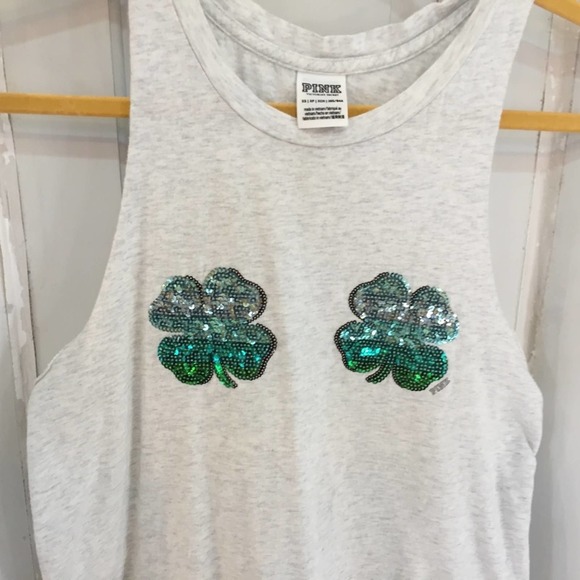 PINK Victoria's Secret Sequin Shamrock Tank - Picture 5 of 15